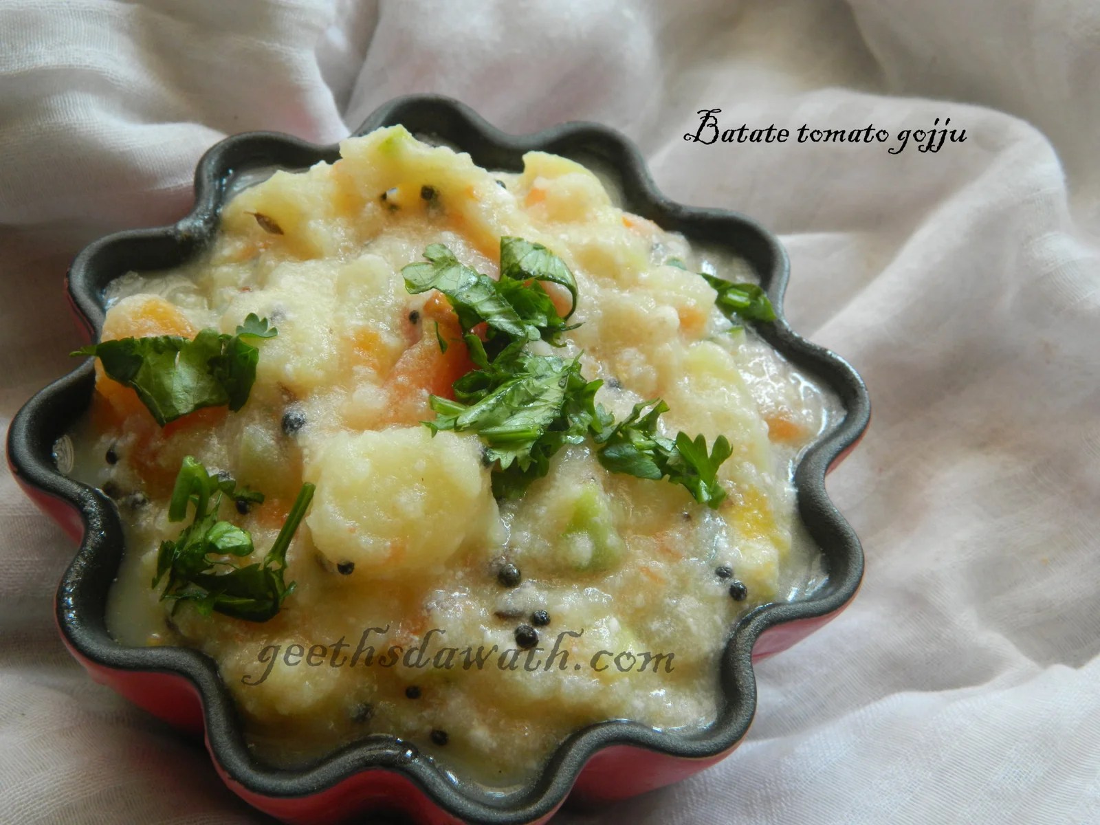 Batate tomato gojju Geeths Dawath