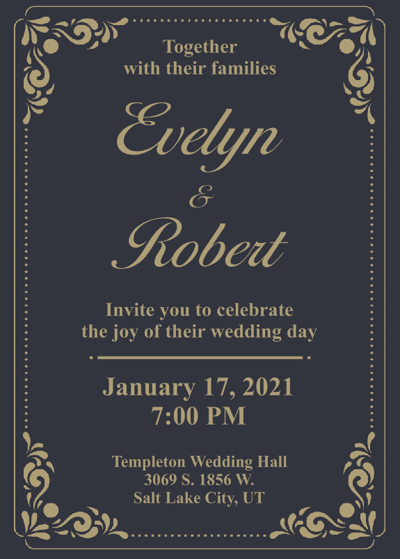 Black & Gold Metal Modern Wedding Invitation Gem Awards