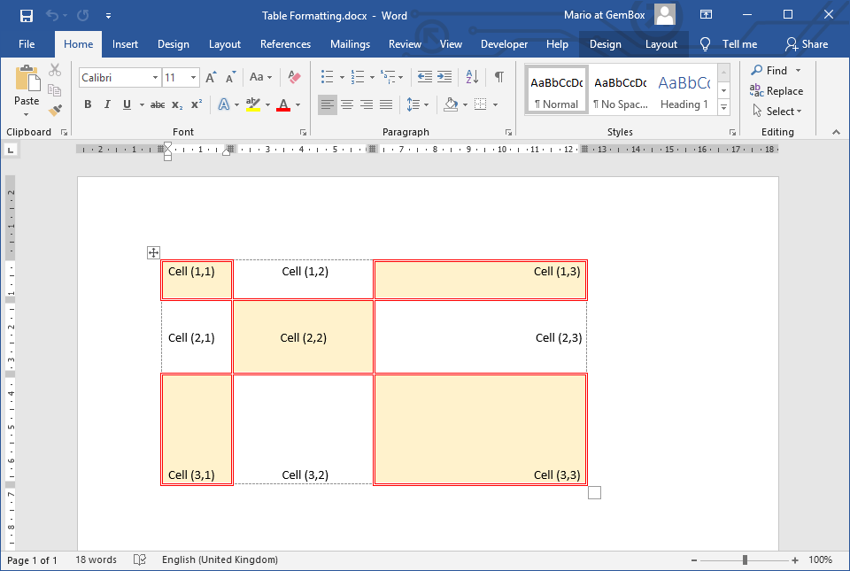 Word Table Formatting