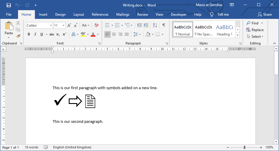 Create and write Word files of DOCX format from C / applications