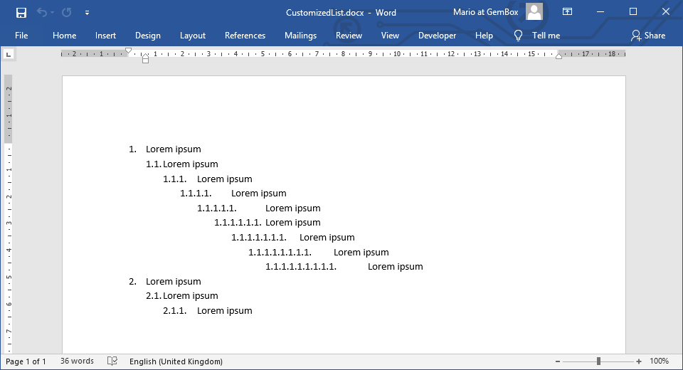 Lists GemBox.Document Example