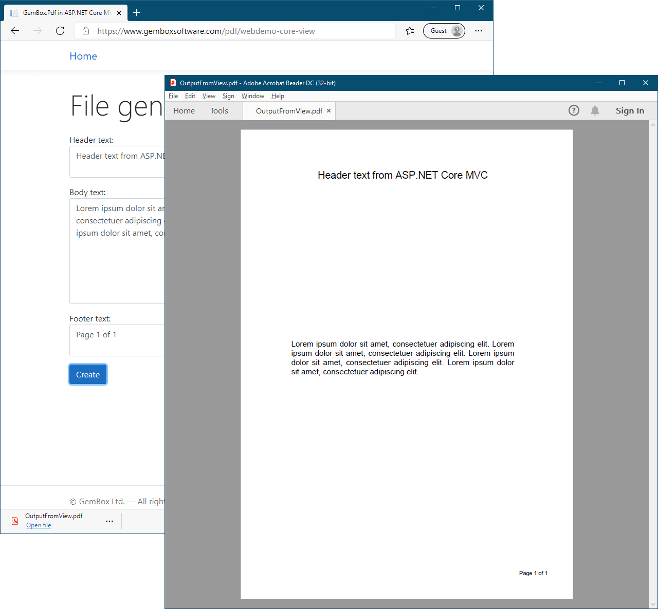Create PDF from Core application