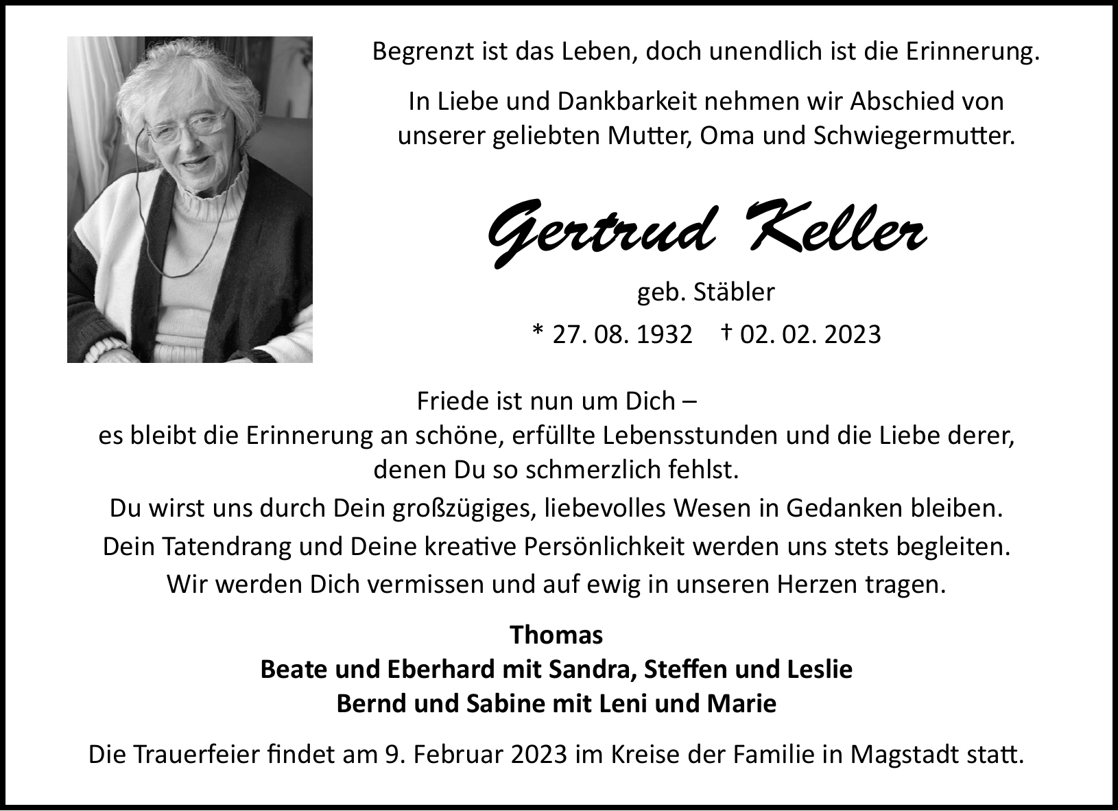 Gertrud Keller Gemeinsam Gedenken