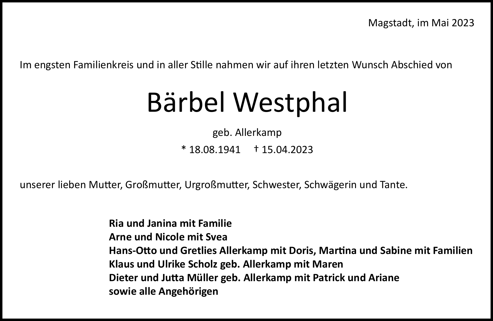 Bärbel Westphal Gemeinsam Gedenken