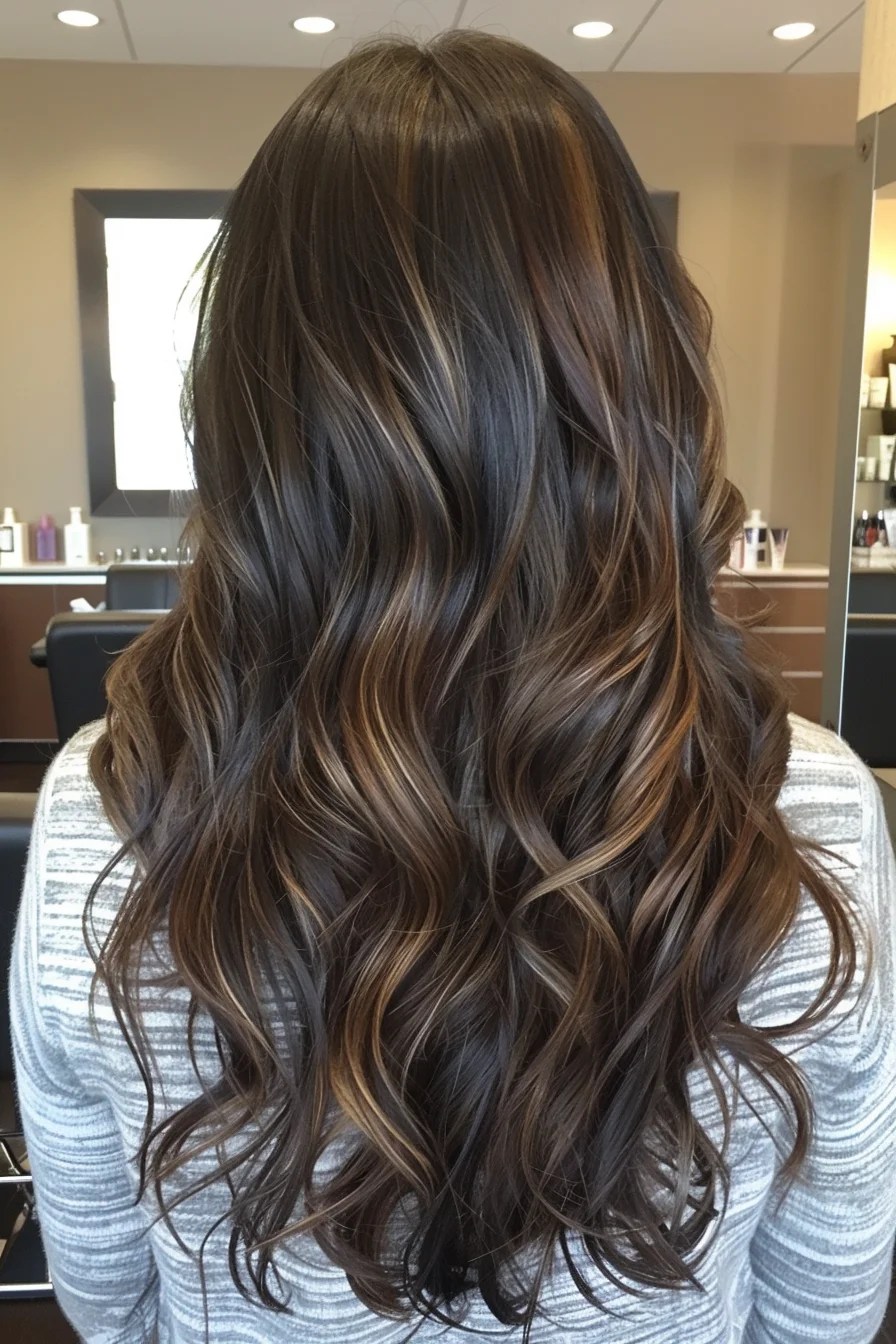 Dark Brown Hair With Lowlights Hairstyles That Scream 'Rich Girl Hair'(03)