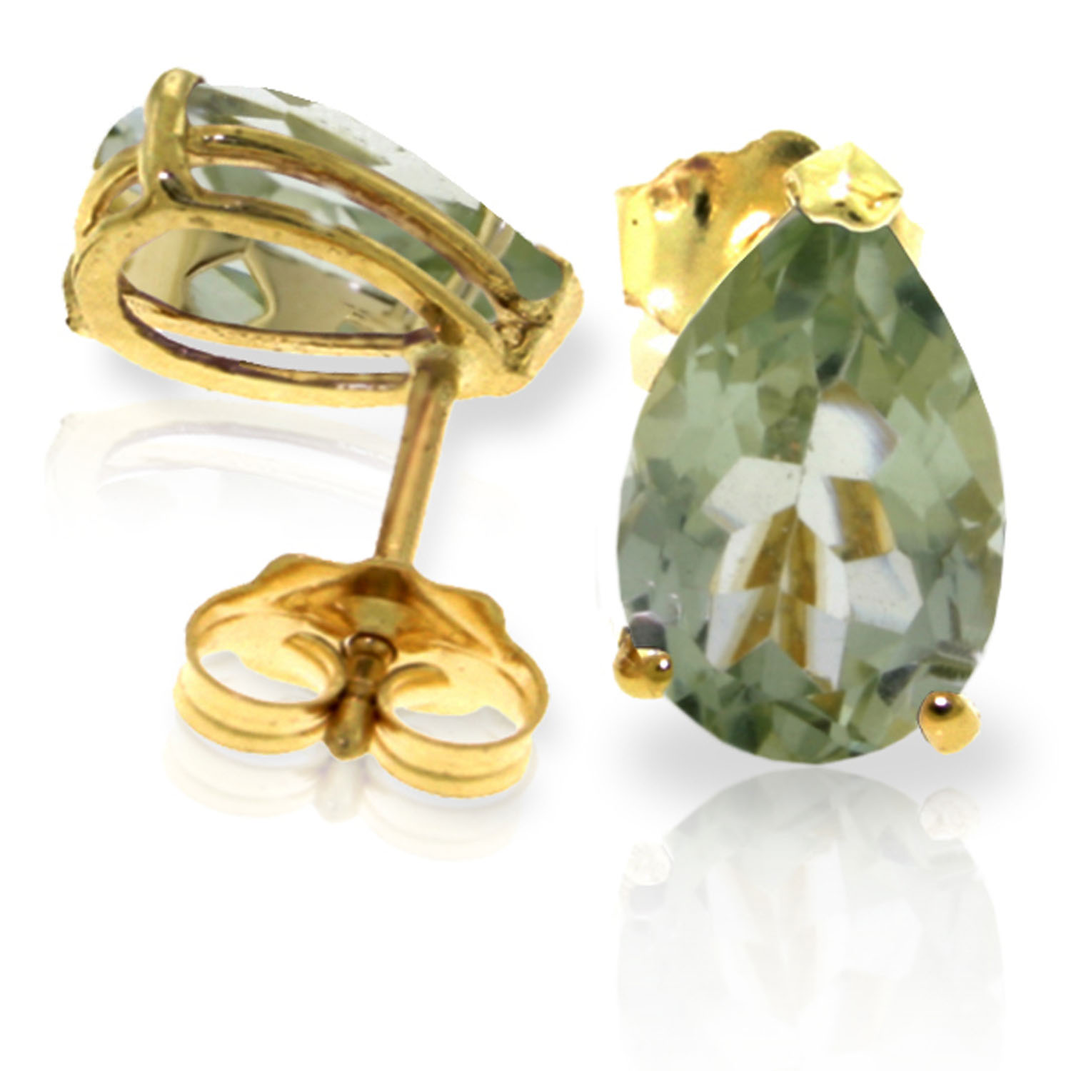 3.15 CTW 14K Solid Gold Stud Earrings Natural Green Amethyst eBay