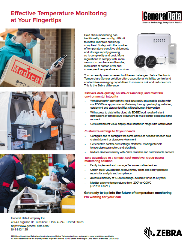 Zebra Electronic Temperature Sensors Product Brochure General Data