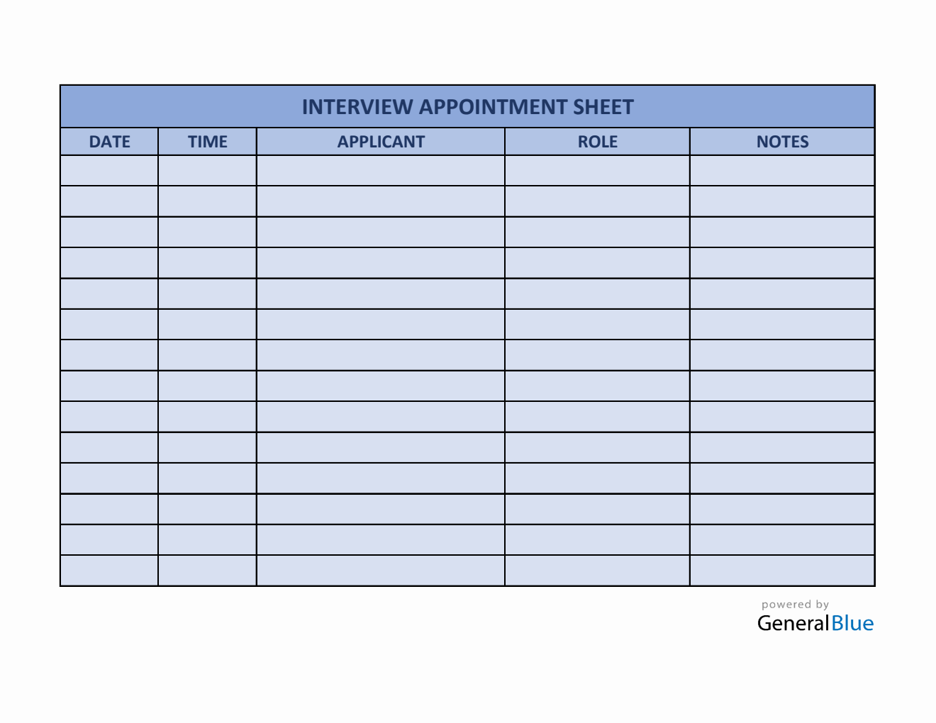 Interview Appointment Sheet Template in Excel (Basic)