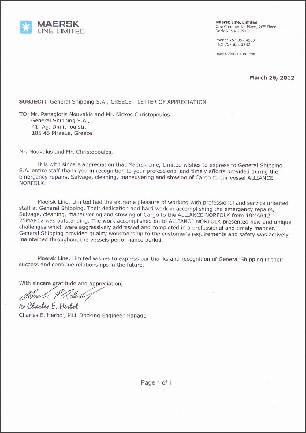 GENERAL SHIPPING S.A.