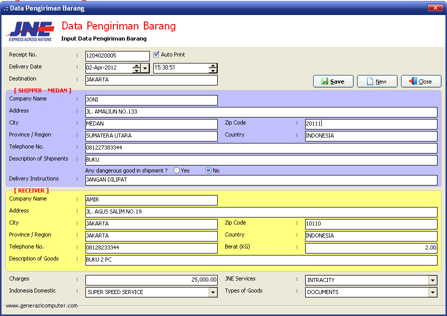 Detail Program Aplikasi Pengiriman Barang Jne Rumah Coding dan Kursus