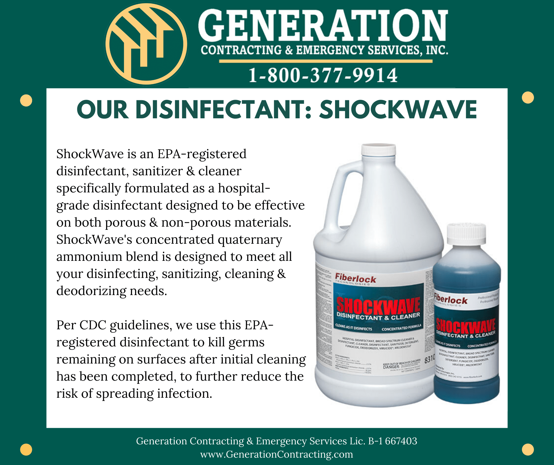 CDC Approved Disinfectant Generation Contracting