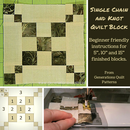 Single Chain and Knot Quilt Block Pattern 3 sizes