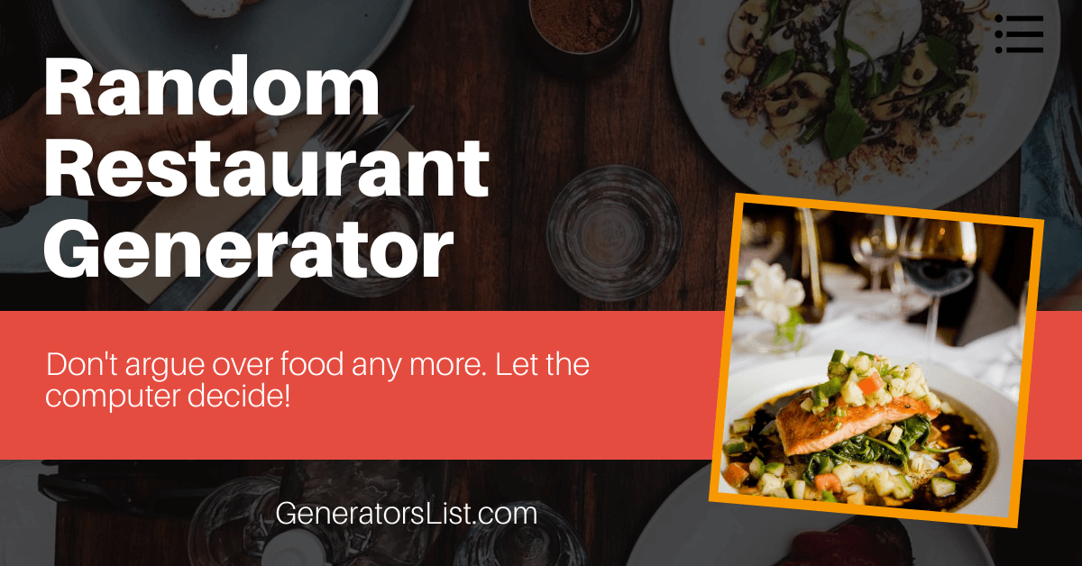 Random Restaurant Generator Generators List