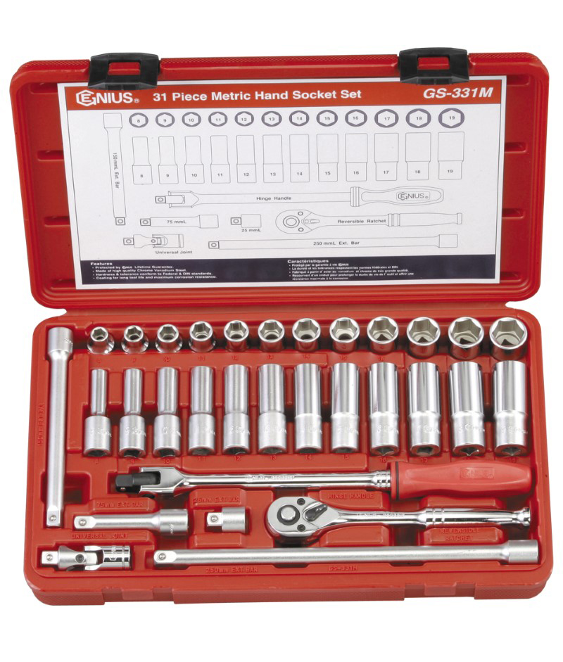 31 Piece 3/8" Dr. Metric Deep Hand Socket Set Genius
