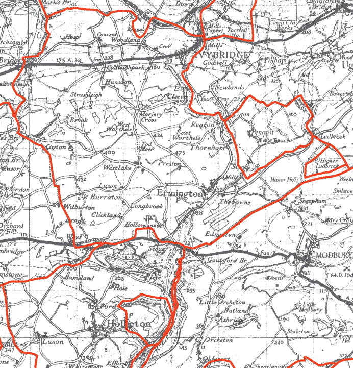 GENUKI Ermington Parish Boundaries, Devon