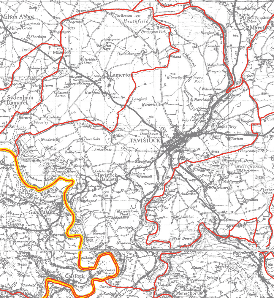 GENUKI Tavistock Parish Boundaries, Devon