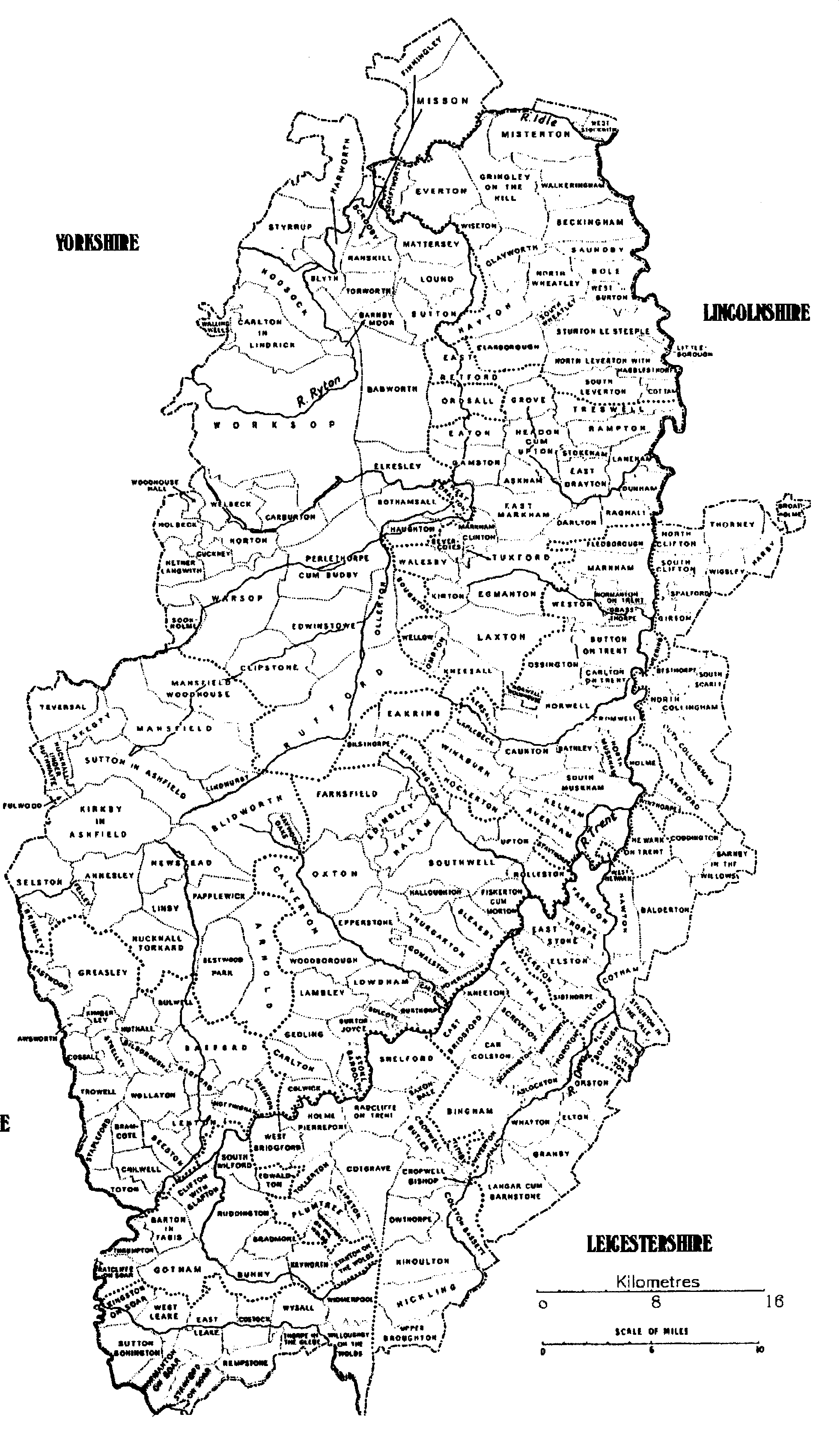 GENUKI Parish Map of Nottinghamshire, Nottinghamshire