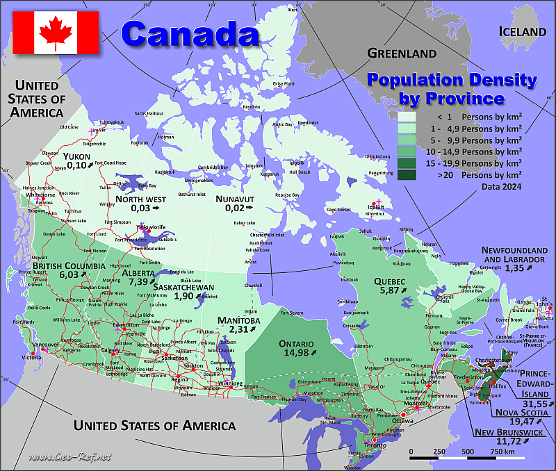 Population Density Of Canada