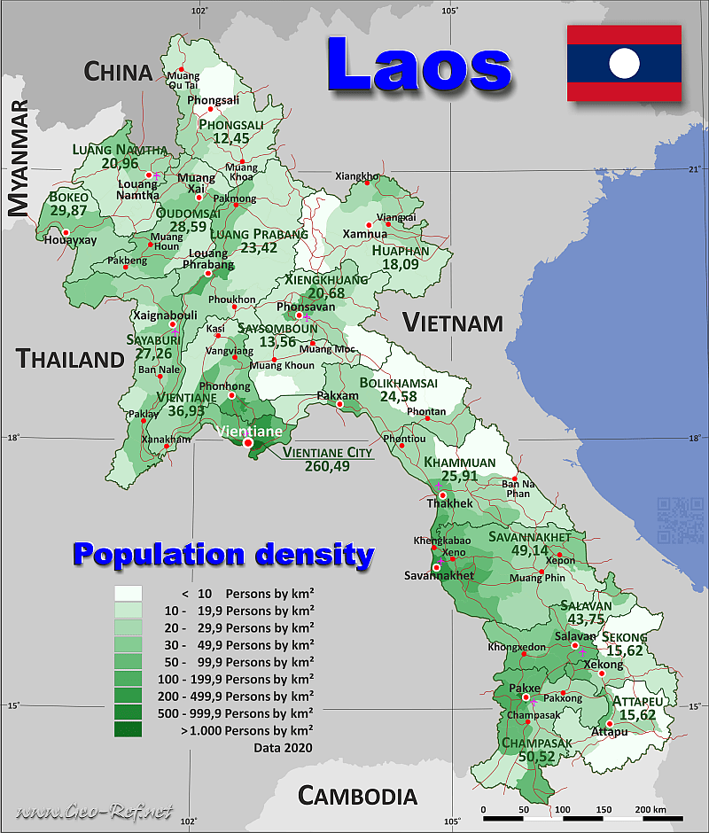Kaart Laos Meaning Laos Country data, links and map by administrative structure