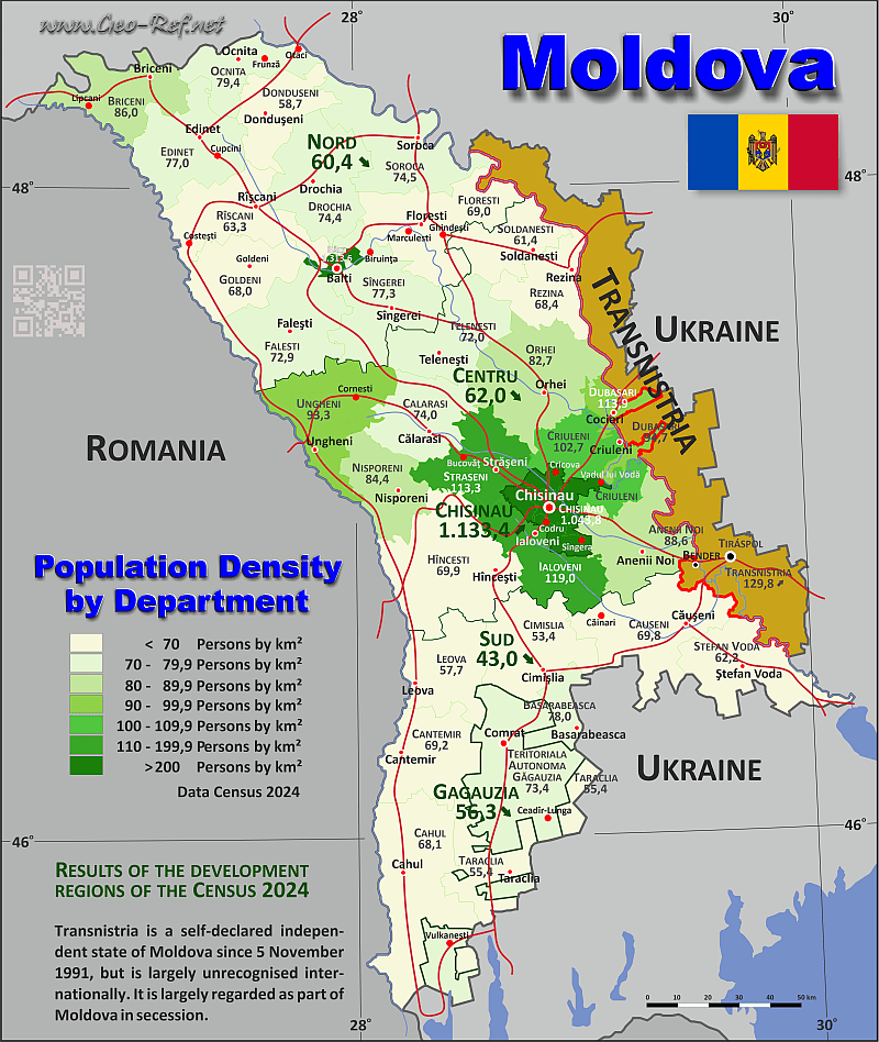 Republik Moldau Karte Moldawien Karte Bevölkerungsdichte und Verwaltungsgliederung