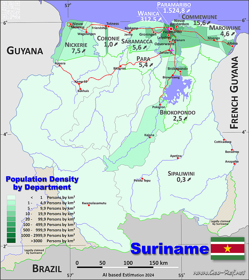 Suriname Karte Suriname Satellitenkarte / Early inhabitants of the