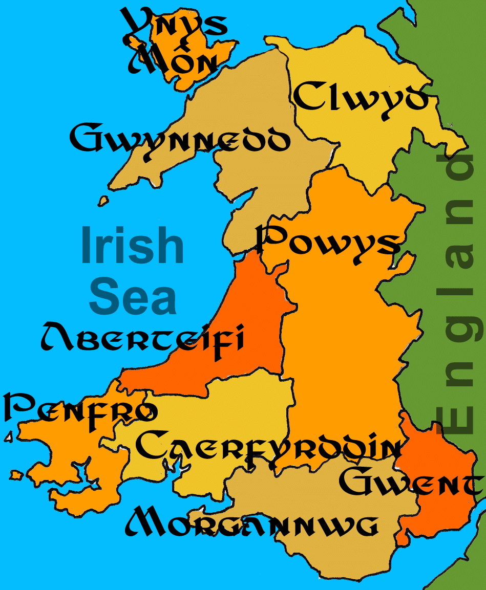 Map Of Welsh Counties cymruflag