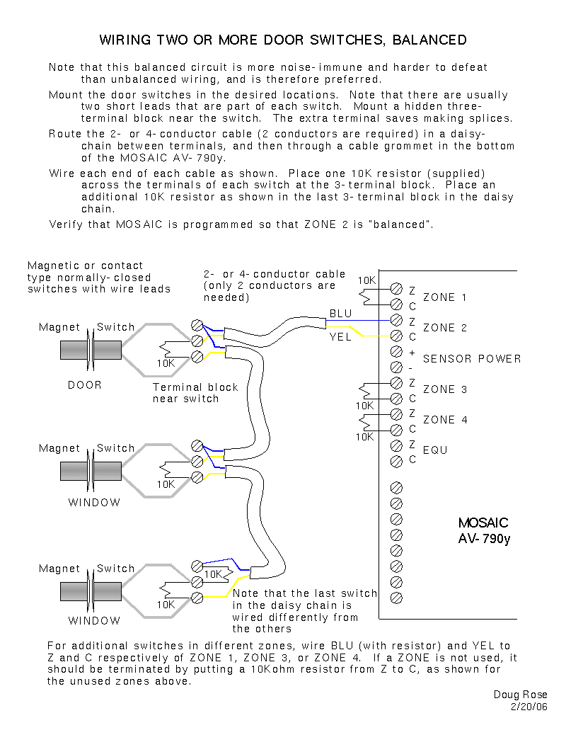 Wiring two or more switches, Balanced