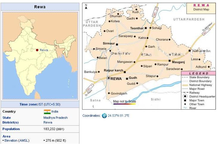 Rewa City In Madhya Pradesh ,India Home Page