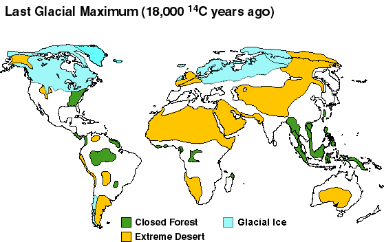 Vegetation Map of the Last Glacial Maximum (18,000 years ago)