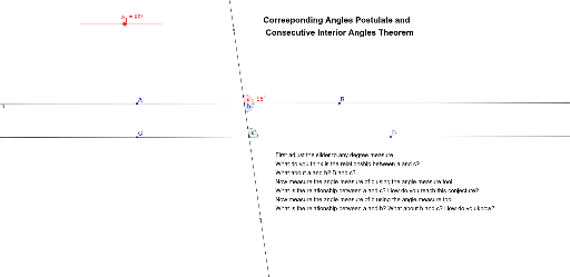 Corresponding Angles and Consecutive Interior Angles GeoGebra