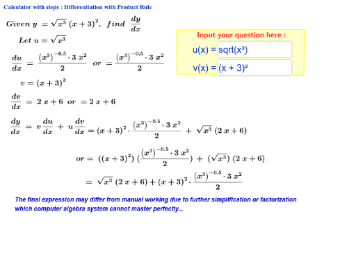 Product Rule Calculator with steps GeoGebra