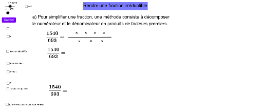 Fraction irréductible GeoGebra