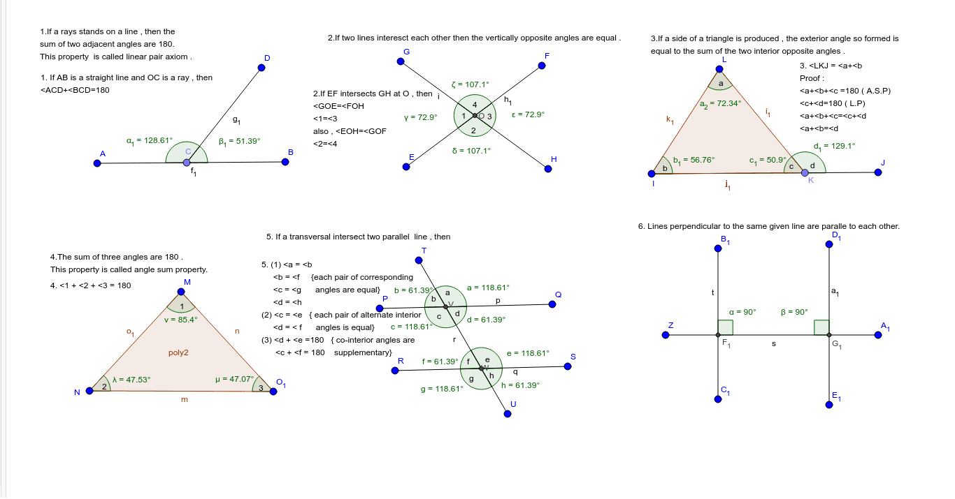 properties of lines and angles GeoGebra