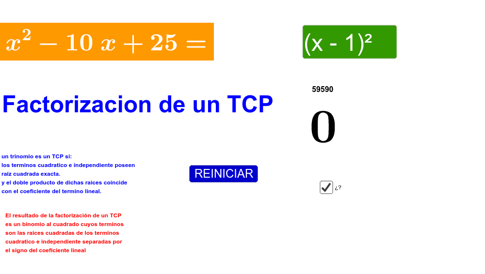 Factorización de un Trinomio cuadrado perfecto GeoGebra