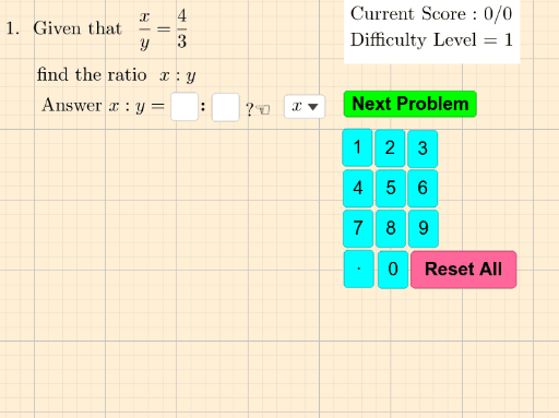 Finding the ratio x y given algebraic equation ax + by = cx + dy