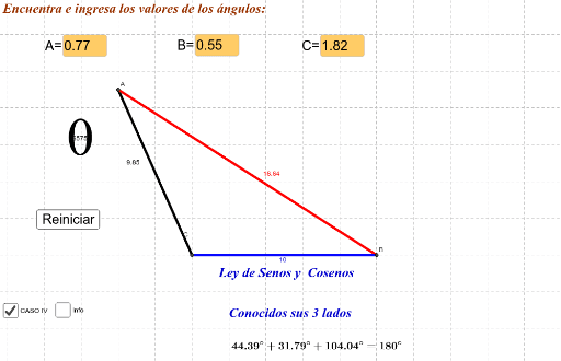 Ley de senos y cosenos 4 GeoGebra