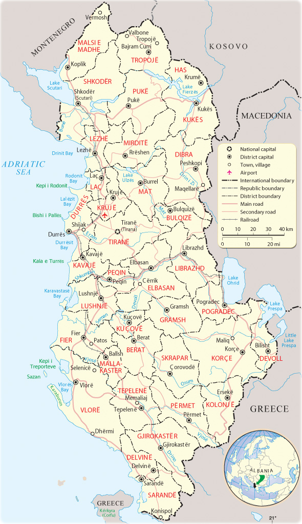 Map Albania Travel Europe