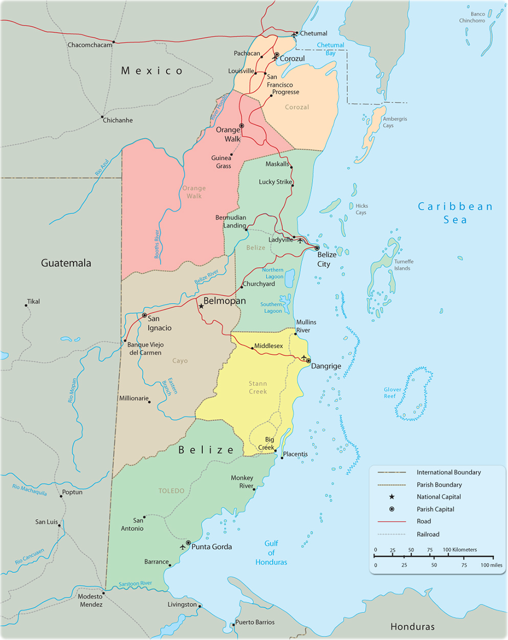 Map of Belize, Belmopan