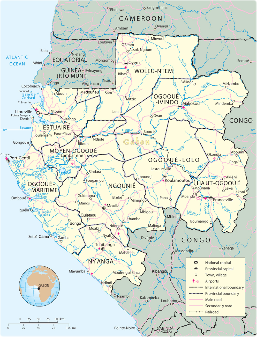 Map of Gabon Travel Africa