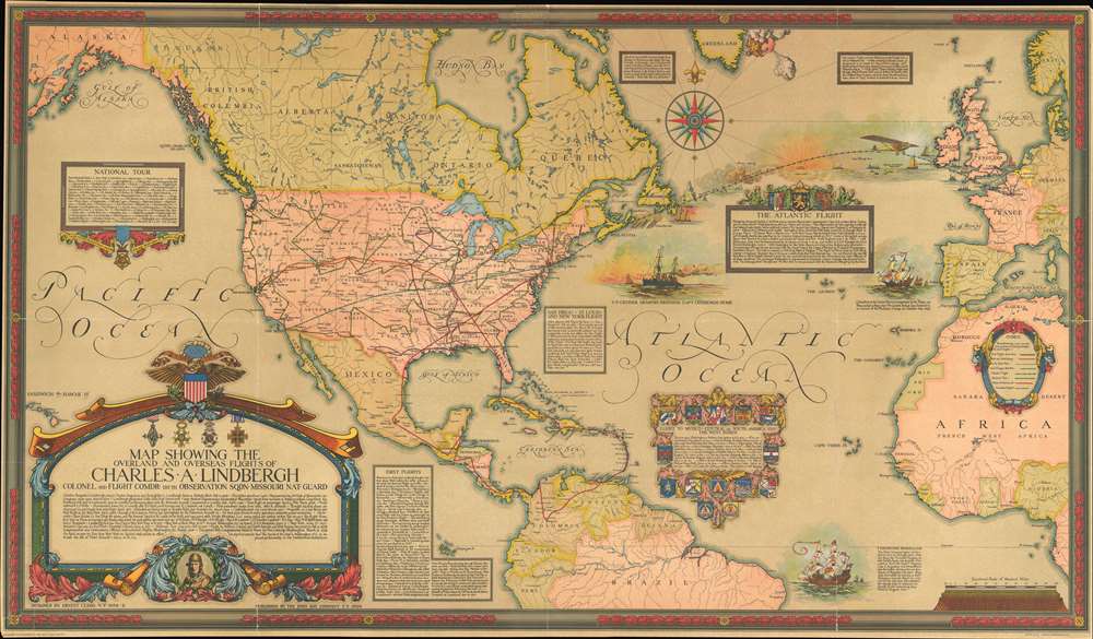 Charles Lindbergh Flight Map