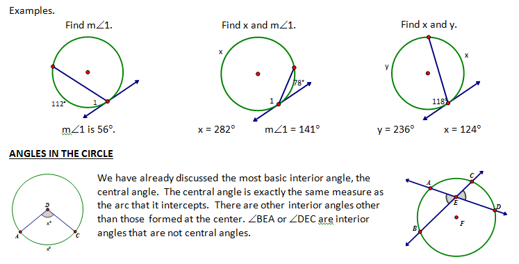 High School Geometry Common Core G.C.A.2 - Circle Properties - Teacher