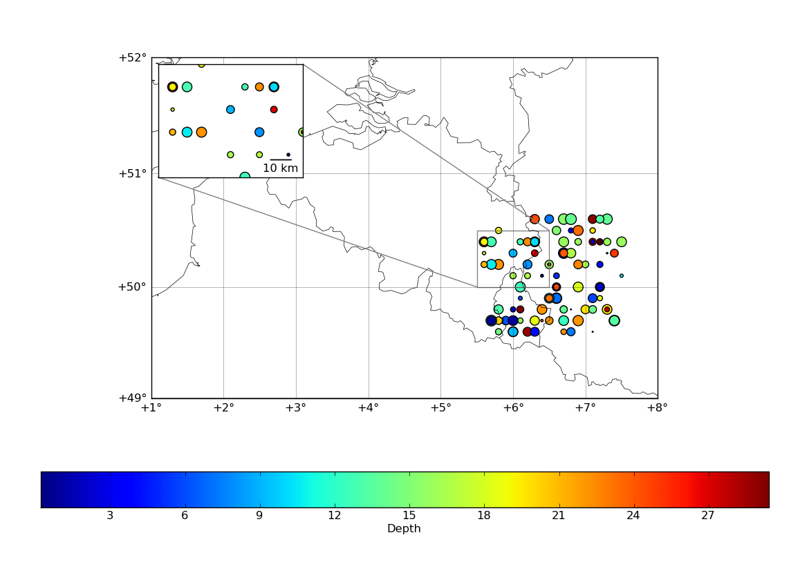 Matplotlib Basemap tutorial 03 Masked arrays & Zoom Géophysique.be