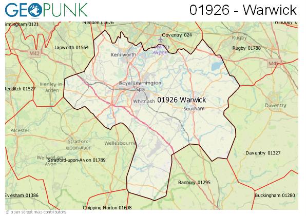 01926 View Map of the Warwick Area Code