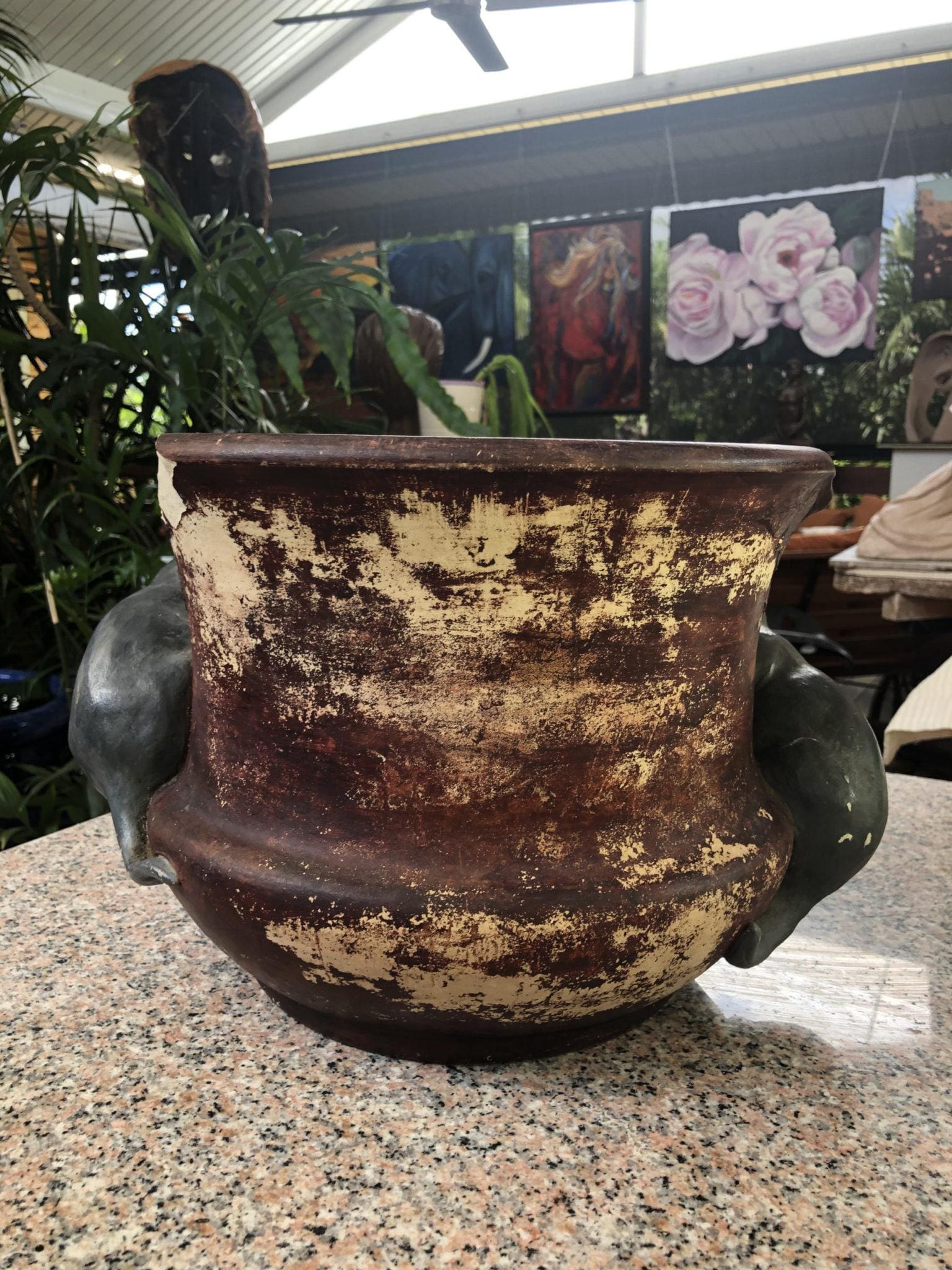 Video of the completed restoration of the 100 year old flower pot