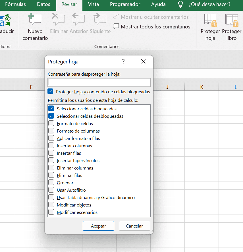 Bloquear celdas en Excel