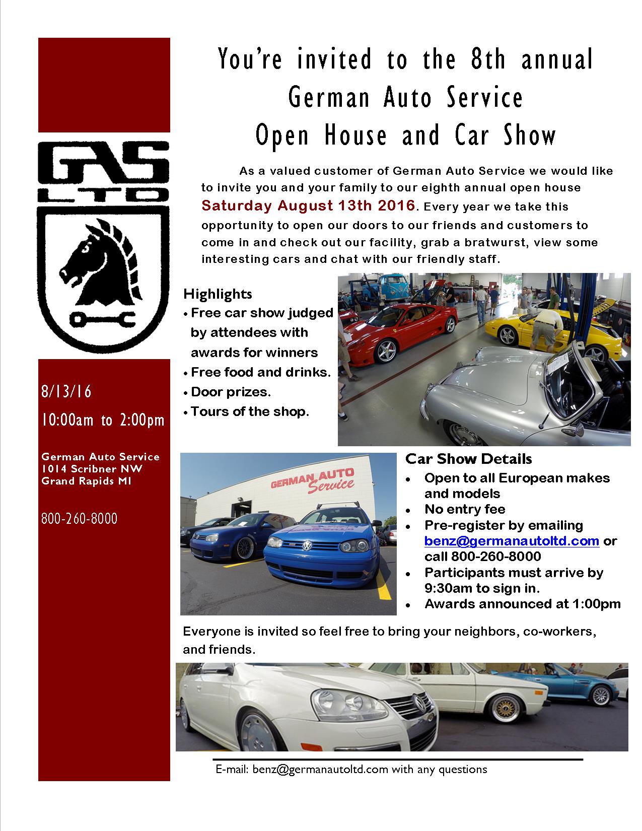 Open House and Car Show 2016! > Foreign Car Repair, BMW, Volvo, Audi