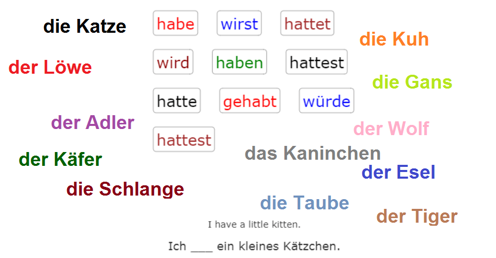 Online Game Word haben in German language