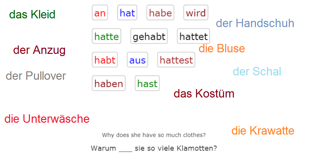 Online Game Word haben in German language