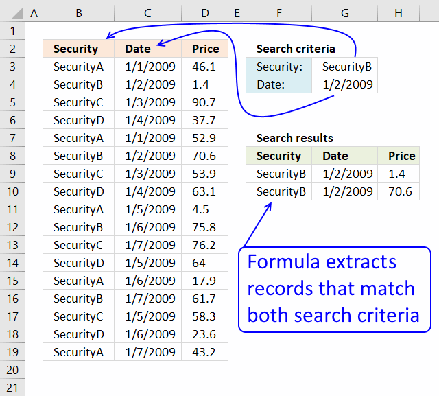 Match two criteria and return multiple records