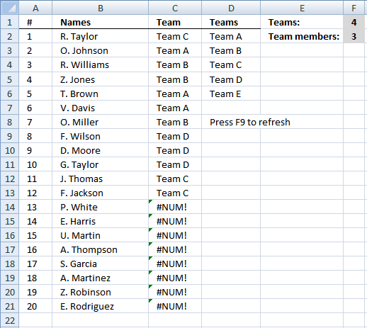 True roundrobin tournament in Excel